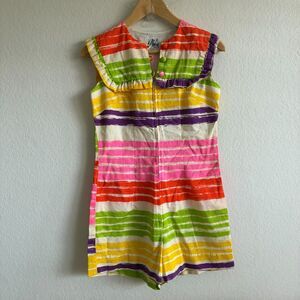 MALIA Honolulu Vtg 70s Handmade Hawaii Stripe Retro Sleeveless Romper Womens S